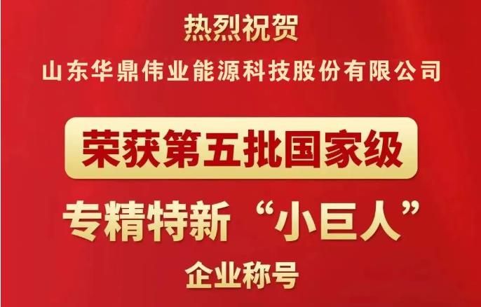 【企業(yè)榮譽(yù)】華鼎偉業(yè)榮獲國家級(jí)專精特新“小巨人”企業(yè)稱號(hào)